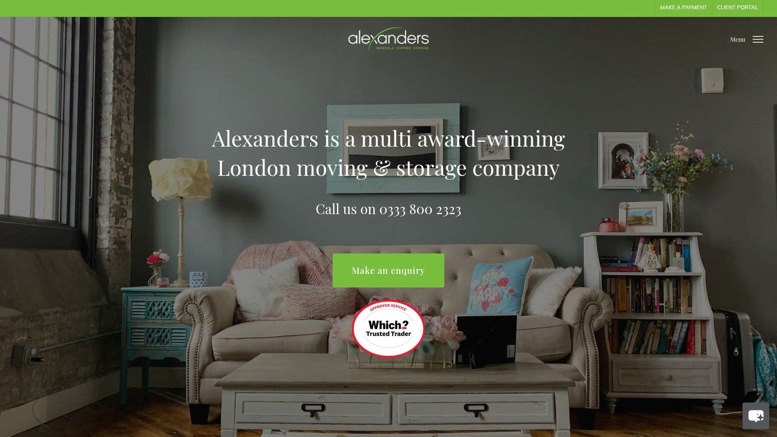 Cosy living room promoting London moving company