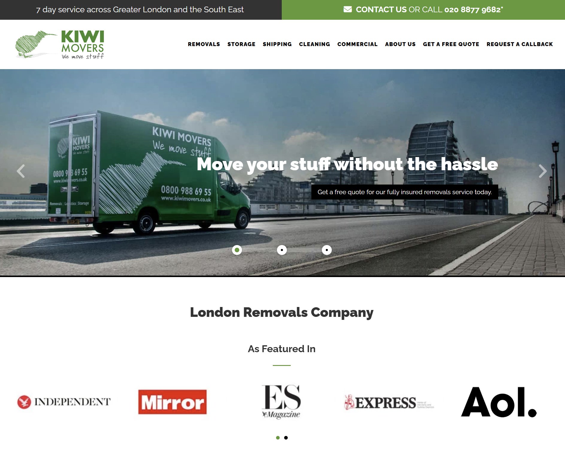 Kiwi Movers van crossing London bridge