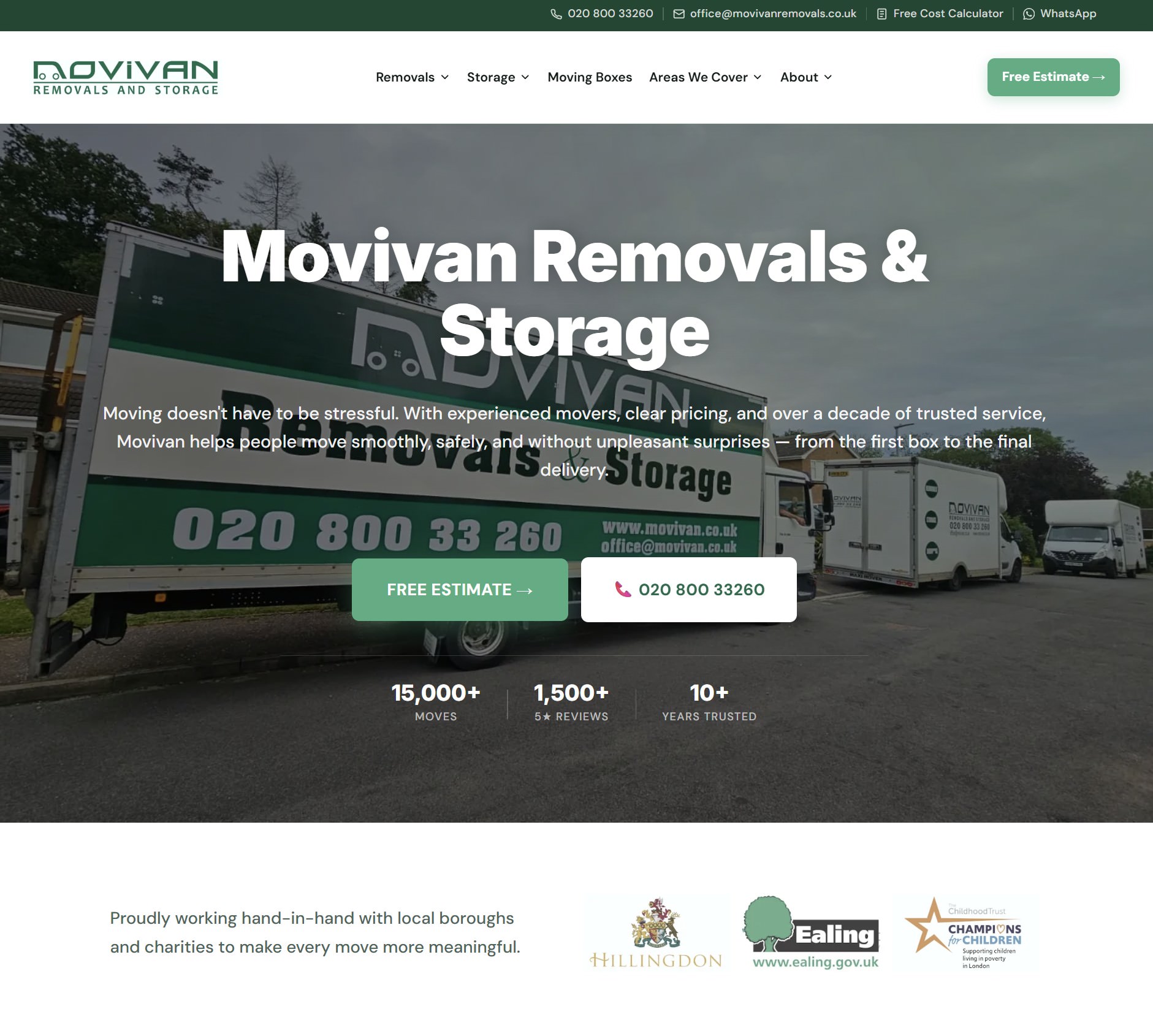 Movivan removals and storage lorries on residential street